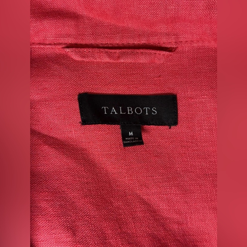 Talbots Women’s 100% Linen Pink Drawstring Button Jacket - Size Medium - Picture 6 of 7
